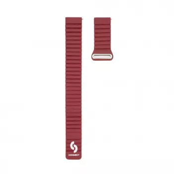 Connect 20mm Flat Head Leder-Silikon Loop Magnetisches Armband (130mm M/L) Weinrot