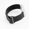 Connect 22mm Flat Head Leder-Silikon Loop Magnetisches Armband (130mm M/L) Schwarz