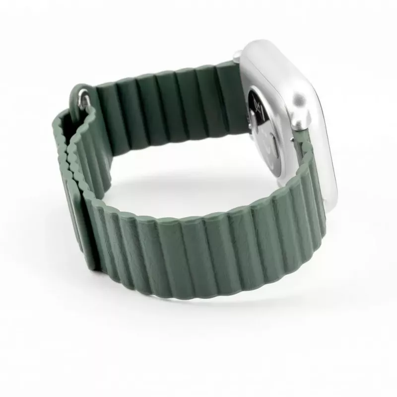 Connect 22mm Flat Head Leder - Silikon Loop Magnetisches Armband (130mm M/L) Forest Green