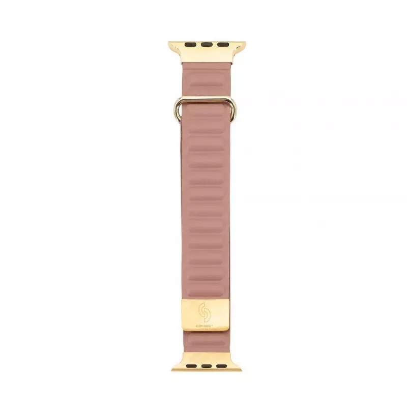 Connect Watch 42/44/45mm Premium Synthetisches Cortex-Leder Magnetische Saugschlaufe Armband Rosarot