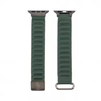 Connect Watch 42/44/45mm Premium PU Leder Magnetic Loop Armband Cedar Green