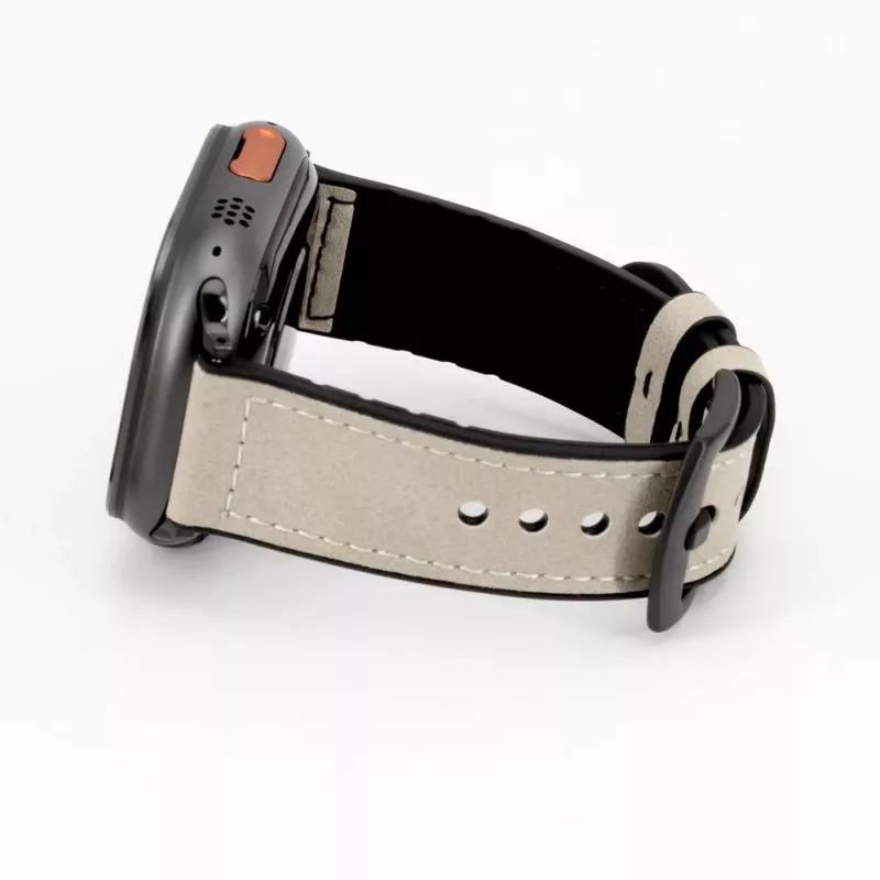 Connect Watch 38/40/41mm Silikon-Patch-Leder-Armband (132mm M/L) Weiß