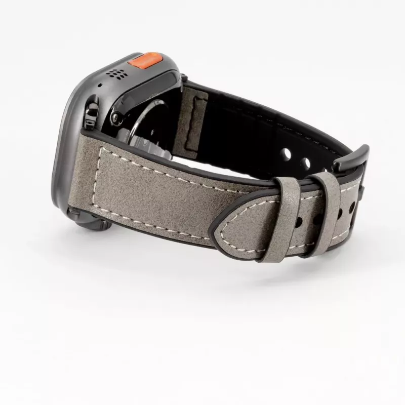 Connect Watch 38/40/41mm Silikon-Patch-Leder-Armband (132mm M/L) Silber