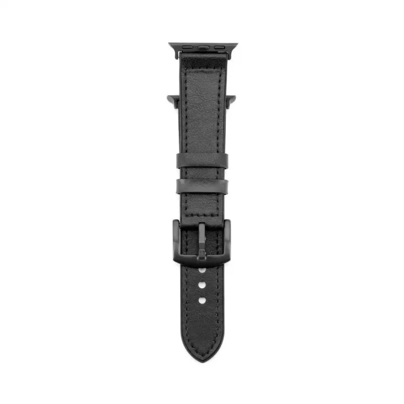 Connect Watch 42/44/45mm Silikon-Patch-Leder-Armband (132mm M/L) Schwarz