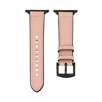 Connect Watch 42/44/45mm Silikon-Patch-Leder-Armband (132mm M/L) Pink Sand