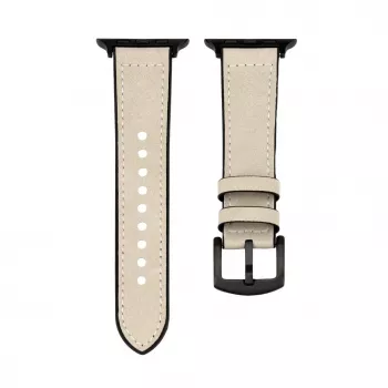 Connect Watch 42/44/45mm Silikon-Patch-Leder-Armband (132mm M/L) Weiß