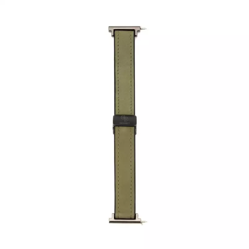 Connect 20mm Silikon-Leder-Uhrarmband mit Magnetverschluss, Waldgrün