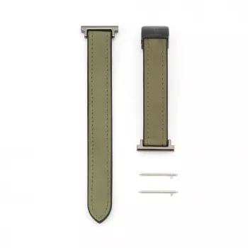 Connect 20mm Silikon-Leder-Uhrarmband mit Magnetverschluss, Waldgrün