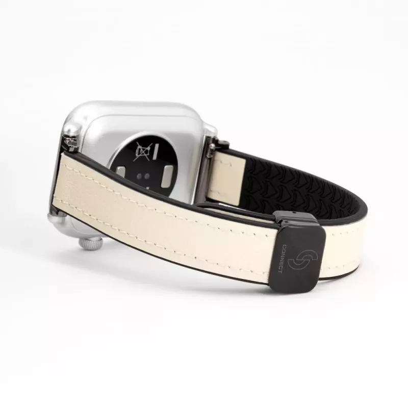 Connect 22mm Silikon-Leder-Uhrarmband mit Magnetverschluss Weiß