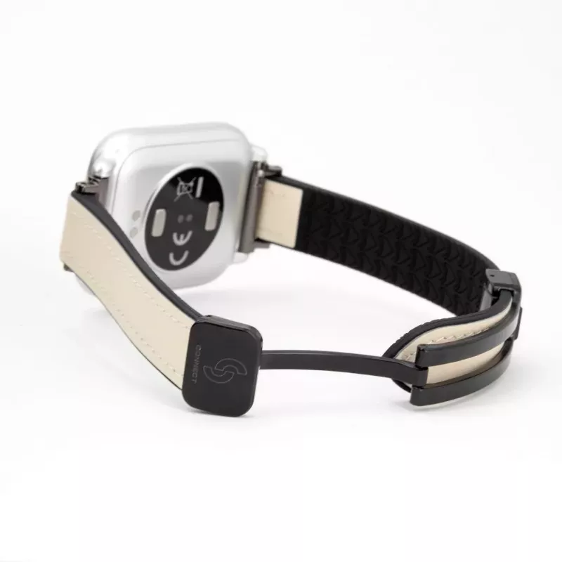 Connect 22mm Silikon-Leder-Uhrarmband mit Magnetverschluss Weiß