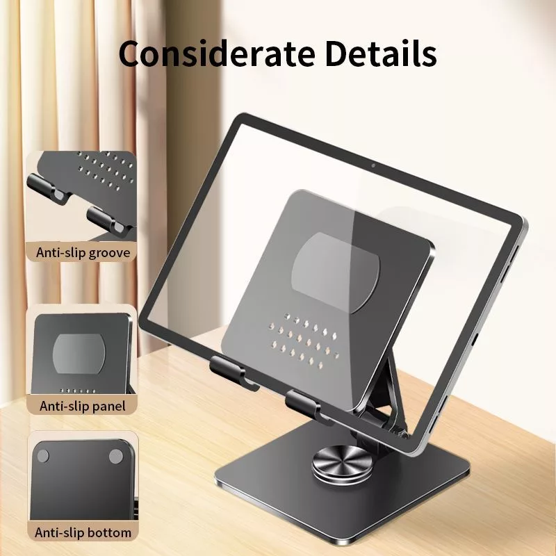 iLike STM4 Metall Tablet-PC-Halterständer mit verstellbarem perfekten Winkel und 360°-Drehung, Schwarz