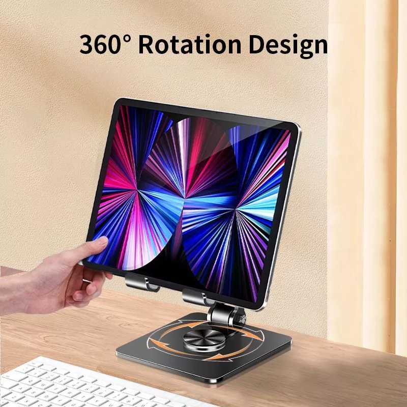 iLike STM4 Metall Tablet-PC-Halterständer mit verstellbarem perfekten Winkel und 360°-Drehung, Schwarz