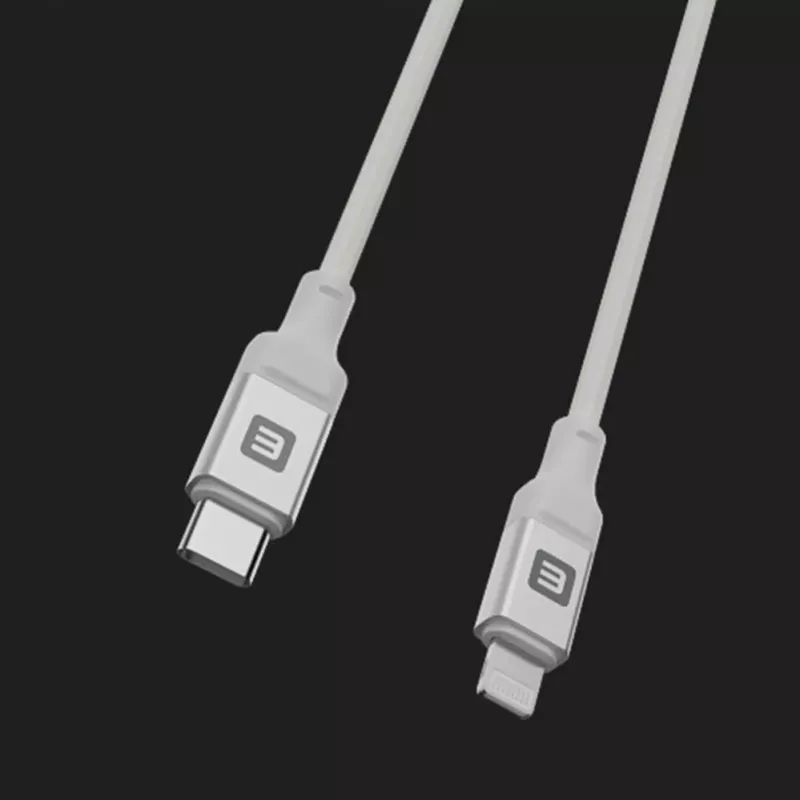 Evelatus USB-C auf Lightning Kabel 2,0M 60W (MFI09) Aluminiumgehäuse Geflecht Weiß