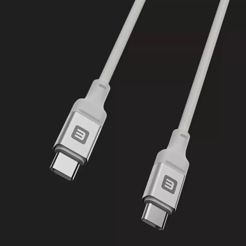 Evelatus USB-C auf USB-C Kabel 2M 60W / 20V3A Aluminiumgehäuse Geflecht Weiß