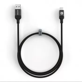 Evelatus USB-A auf USB-C Kabel 1,2m Geflochtenes Nylon Schwarz