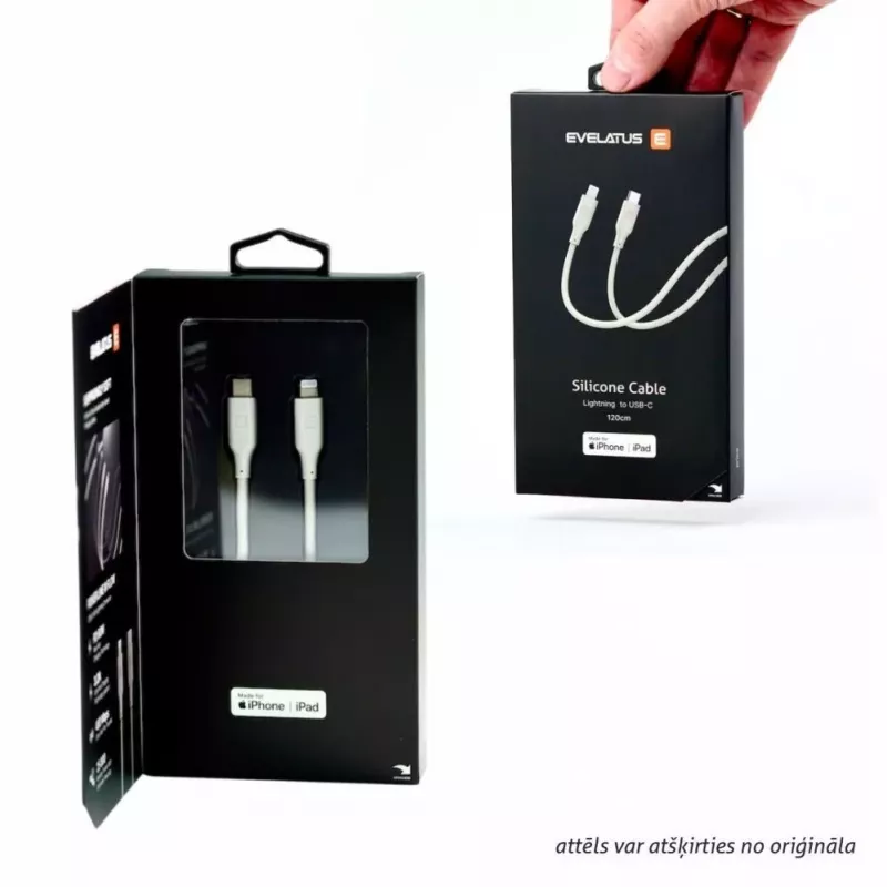 Evelatus USB-C auf USB-C Silikonkabel 1,2m 60W / 20V 3A Weiß