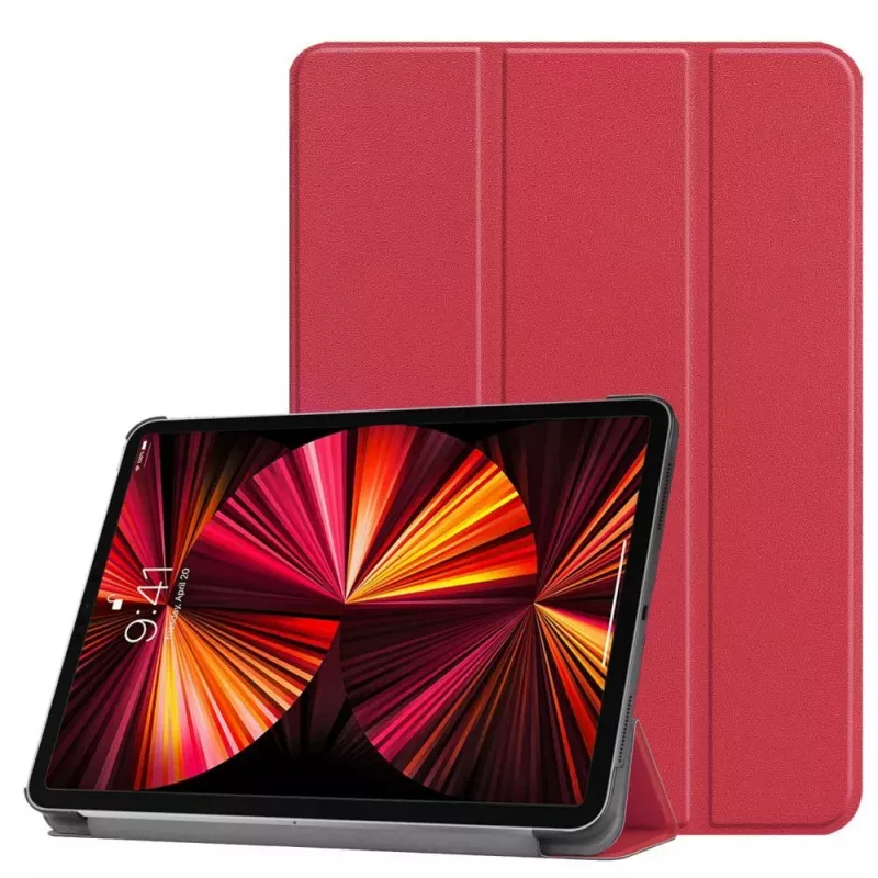 iLike Galaxy Tab S8 Plus 12.4 Tri-Fold Eco-Leder Stand Case Korallenrosa