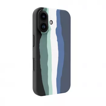 Evelatus Apple iPhone 16 Multi-Colored Silicone Case With MagSafe Aura Blue
