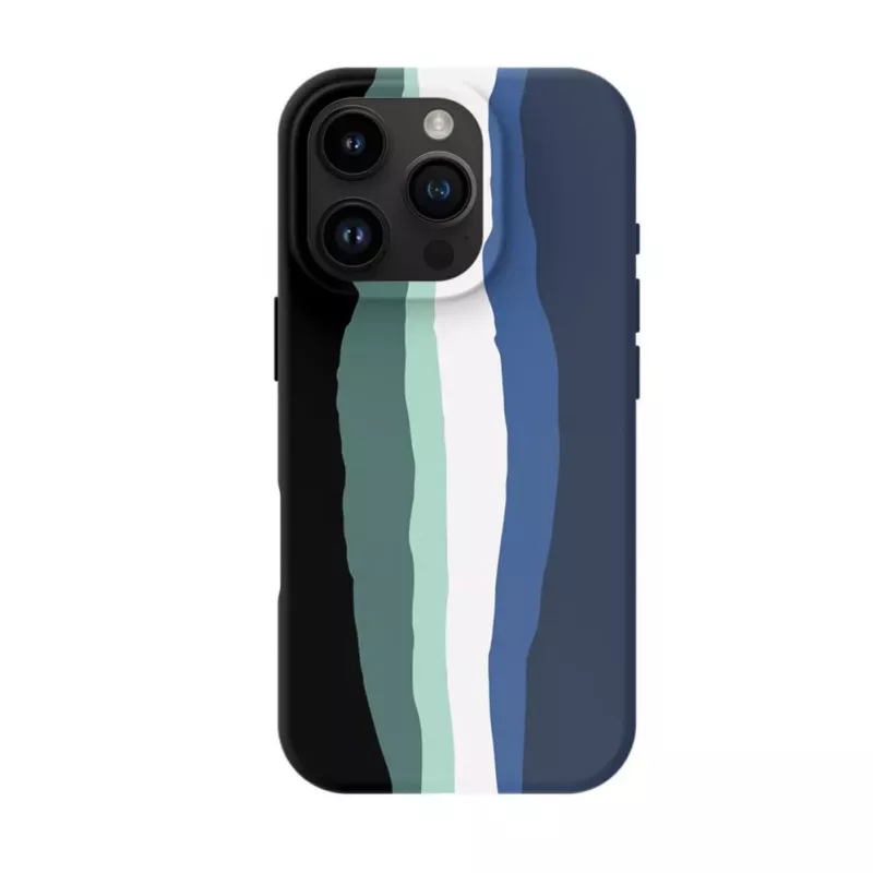 Evelatus Apple iPhone 16 Pro Max Multi-Colored Silicone Case With MagSafe Aura Blue