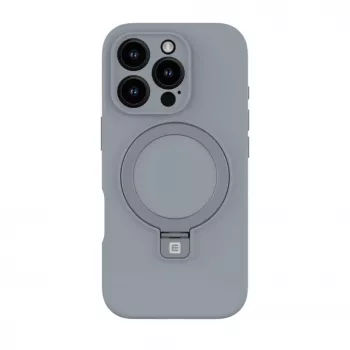 Evelatus Apple iPhone 16 Pro Premium MagSafe mit Standfuß Soft Touch Silikonhülle Silber