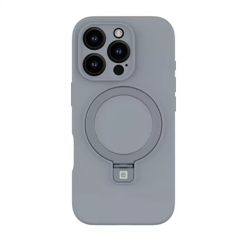 Evelatus Apple iPhone 16 Pro Premium MagSafe mit Standfuß Soft Touch Silikonhülle Silber