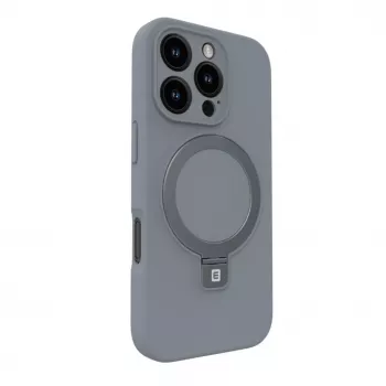 Evelatus Apple iPhone 16 Pro Premium MagSafe mit Standfuß Soft Touch Silikonhülle Silber