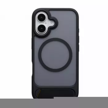 Evelatus Apple iPhone 16 Rubber Coated MagSafe With Stand Case Black
