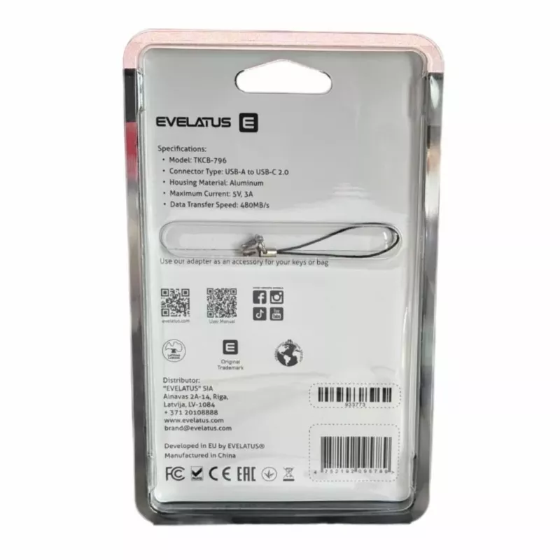 EVELATUS UltraLink OTG Adapter USB 3.0 auf USB-C 5V 3A 480 Mb/s Abyss Blue