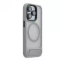 Evelatus Apple iPhone 15 Pro Rubber Coated MagSafe With Stand Case Silver
