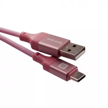 Evelatus USB-A auf USB-C Kabel 2M Geflochtenes Nylon Aluminiumgehäuse Pink