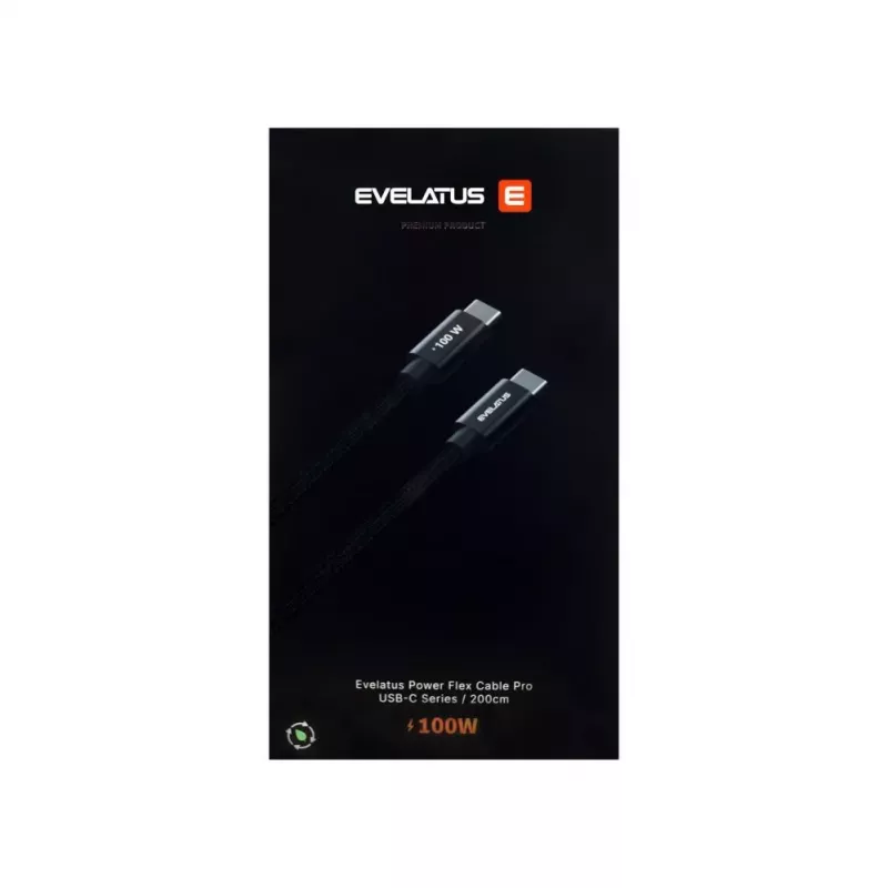 Evelatus Flex Cable Pro USB 2.0 Type C to Type C 2M 100W 5A Schwarz