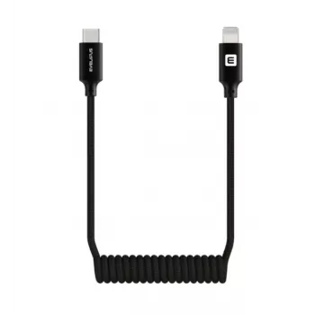 Evelatus AutoSpring Coiled Cable USB C to Lightning Connector 1.2M Black