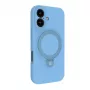Evelatus Apple iPhone 16 Premium MagSafe mit Standfuß Soft Touch Silikonhülle Blau