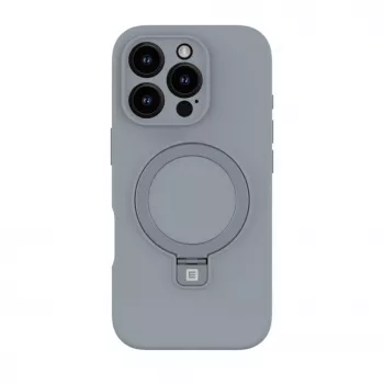 Evelatus Apple iPhone 16 Pro Max Premium MagSafe mit Standfuß Soft Touch Silikonhülle Silber
