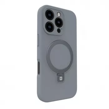 Evelatus Apple iPhone 16 Pro Max Premium MagSafe mit Standfuß Soft Touch Silikonhülle Silber