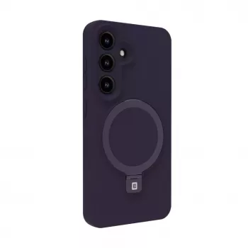 Evelatus Samsung Galaxy S25 Premium Magnetic mit Standfuß Soft Touch Silikonhülle Lila