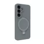 Evelatus Samsung Galaxy S25 Premium Magnetic mit Standfuß Soft Touch Silikonhülle Silber
