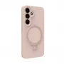 Evelatus Samsung Galaxy S25 Premium Magnetic mit Standfuß Soft Touch Silikonhülle Pink Sand