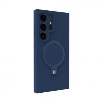 Evelatus Samsung Galaxy S25 Ultra Premium Magnetic mit Standfuß Soft Touch Silikonhülle Mitternachtsblau
