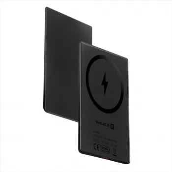Evelatus 3000mAh Power Bank Super Slim mit kabellosem Laden EVEP03PBSSB Schwarz