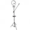 iLike S14 LED Selfie 36cm Ringlicht Lampe + Stativ 2,1m + Ablage & 3x Telefon-/Mikrofonhalter Schwarz