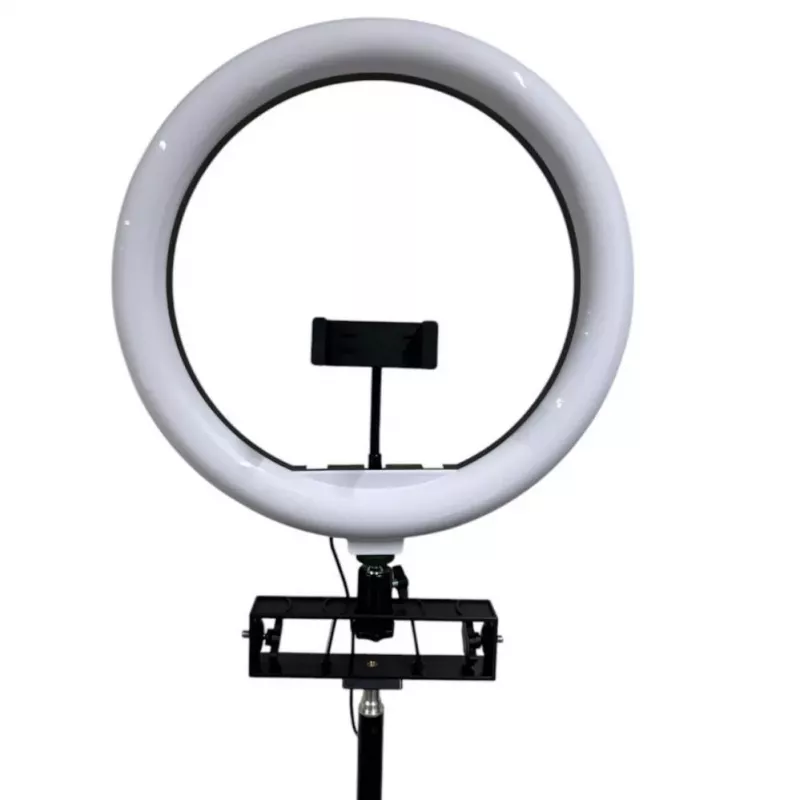 iLike S14 LED Selfie 36cm Ringlicht Lampe + Stativ 2,1m + Ablage & 3x Telefon-/Mikrofonhalter Schwarz