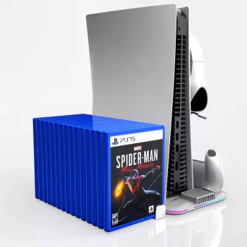 iLike DZ504 Slim Multi Dock Station für PlayStation 5 PS5 Controller mit Kühlventilatoren & RGB Schwarz