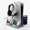 iLike DZ504 Slim Multi Dock Station für PlayStation 5 PS5 Controller mit Kühlventilatoren & RGB Schwarz