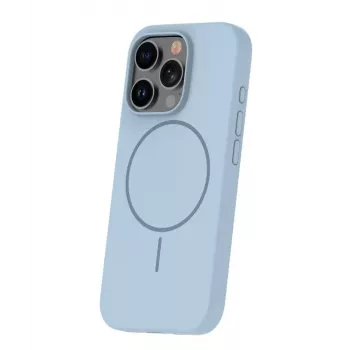 iLike Apple iPhone 16 Pro Max Soft Touch Silicone Case With Magnetic Light Blue