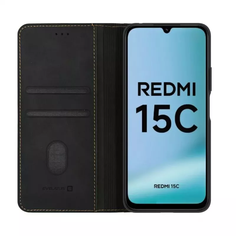 Evelatus Xiaomi Redmi 15C 4G/5G Book Case Folio Schwarz