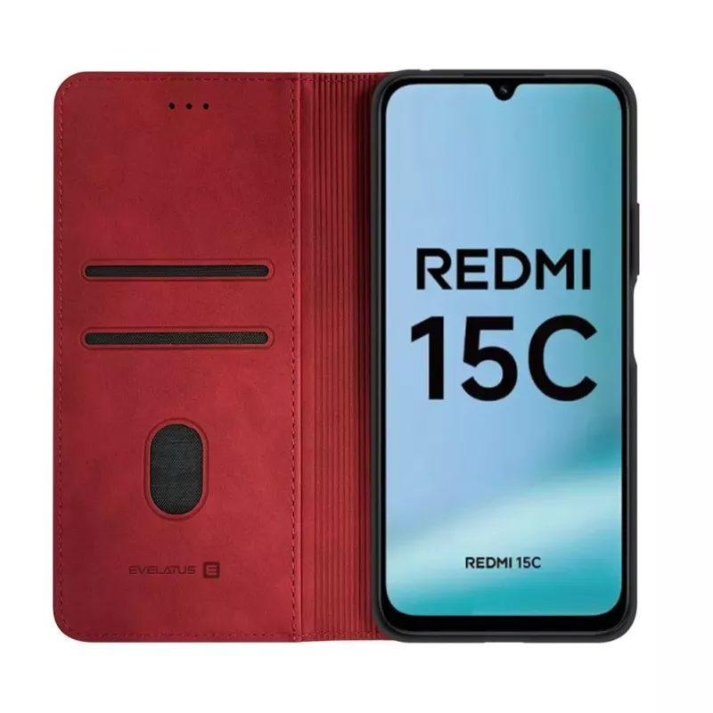 Evelatus Xiaomi Redmi 15C 4G/5G Book Case Folio Rot