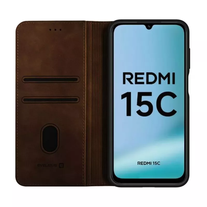 Evelatus Xiaomi Redmi 15C 4G/5G Book Case Folio Braun