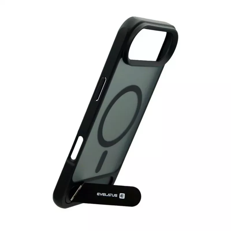 Evelatus Apple iPhone 17 Air Rubber Coated MagSafe With Stand Case Black