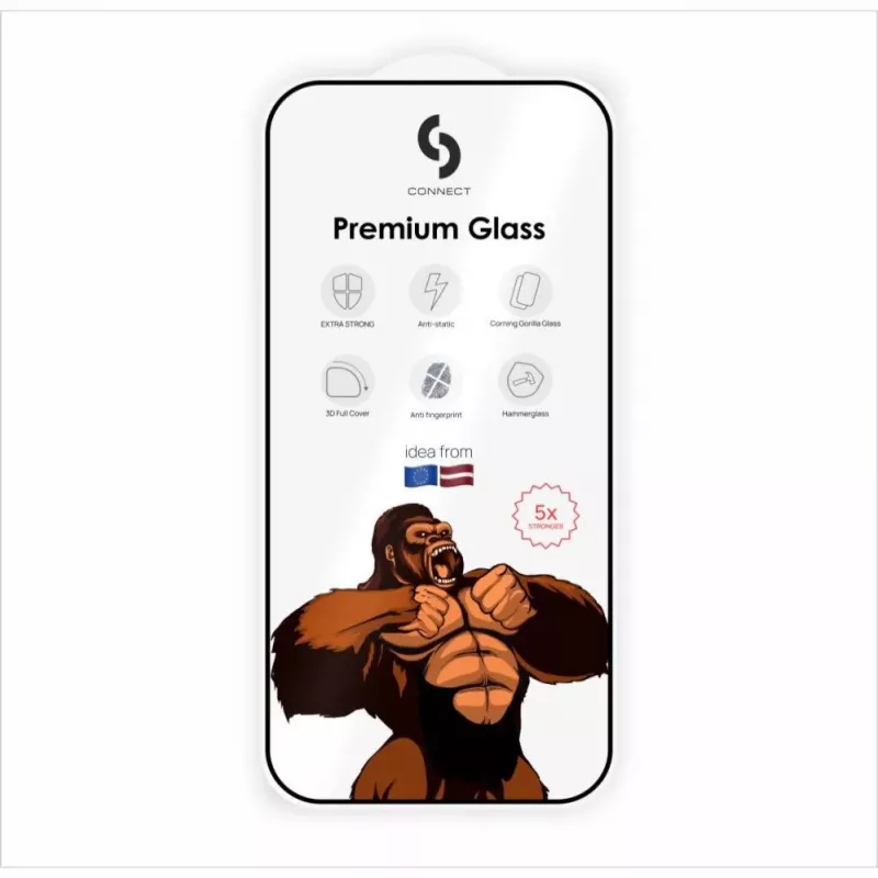 Connect Samsung Galaxy A27 Corning Gorilla Glass Anti-Statisch 3D Full Cover 5X Stärker Schwarz